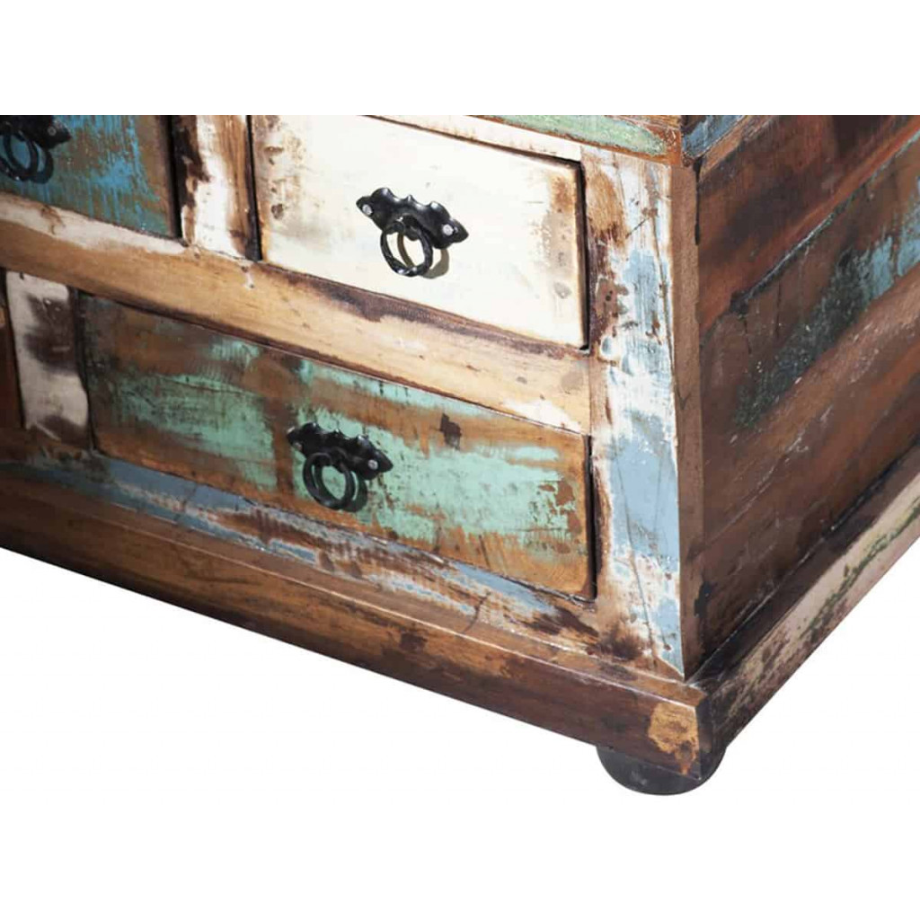 Truhentisch  Shabby Chic Massivholz Metall Recycletes Holz Braun