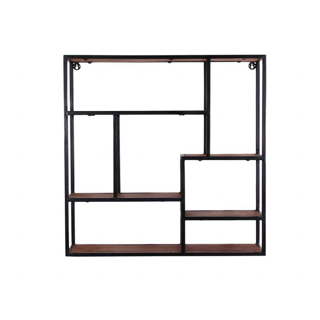 Wandregal Madras Modern Massivholz Metall Mango Braun
