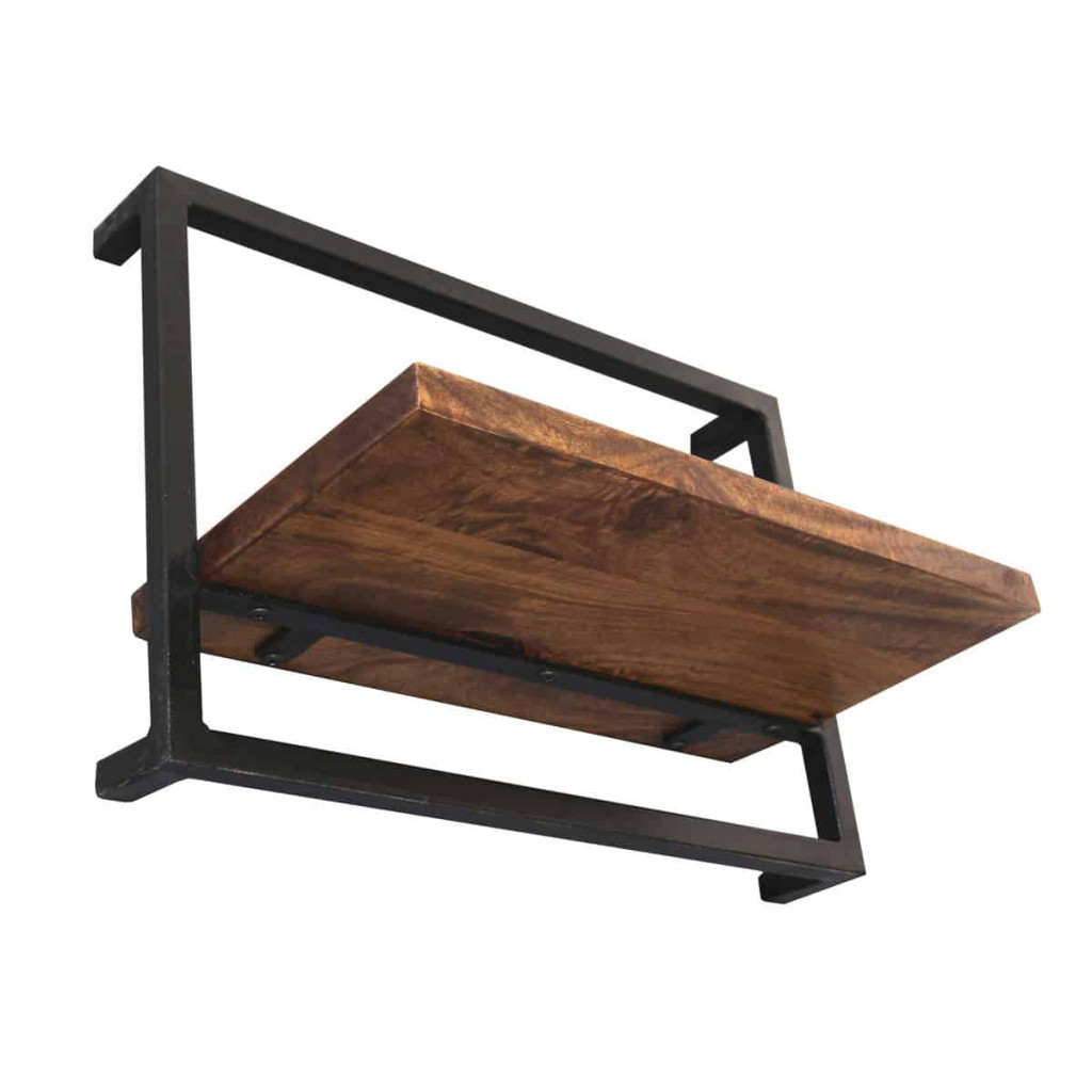 Wandregal Madras Modern Massivholz Metall Mango Braun