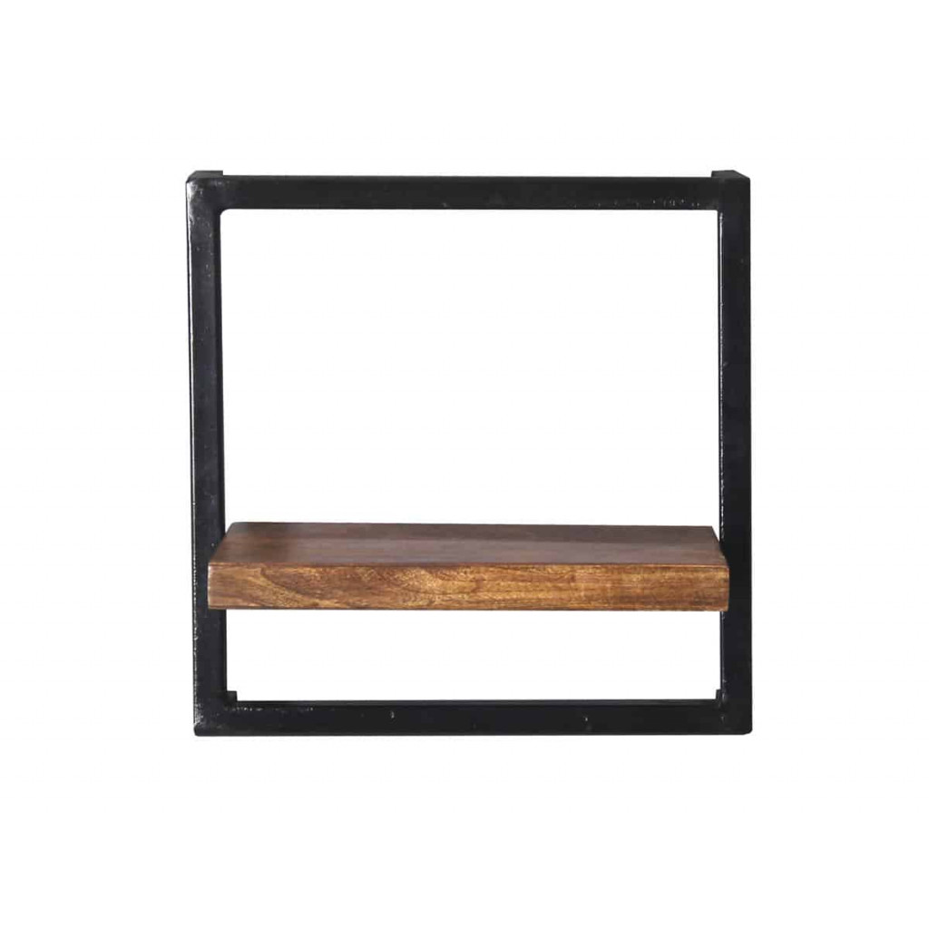 Wandregal Madras Modern Massivholz Metall Mango Braun