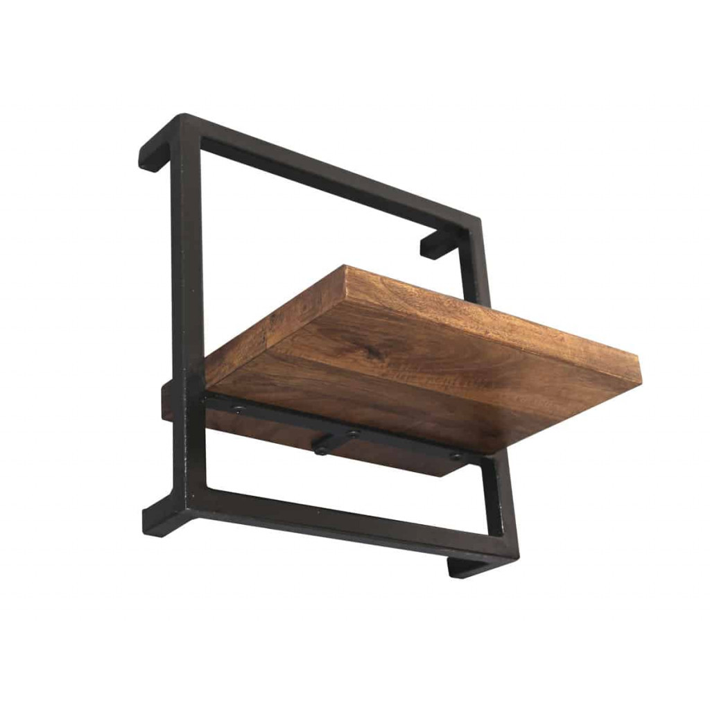 Wandregal Madras Modern Massivholz Metall Mango Braun