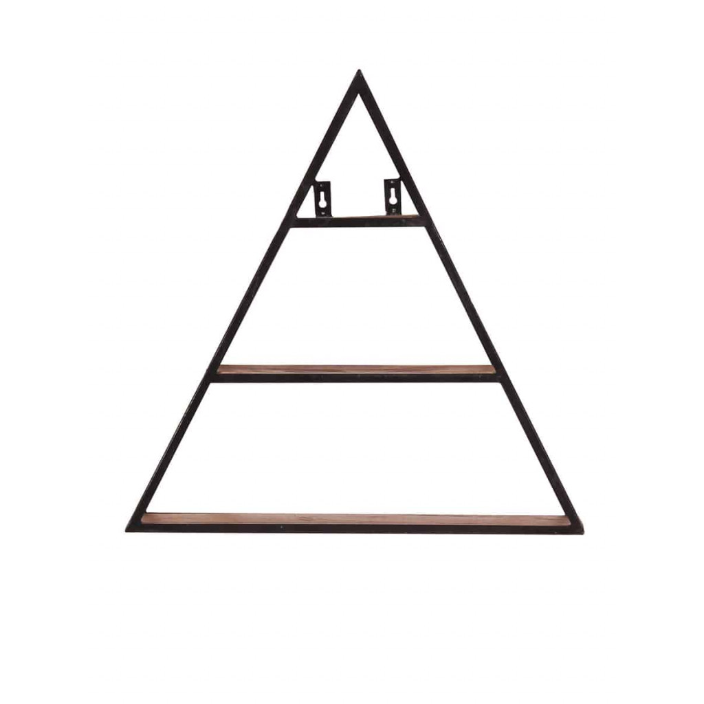 Wandregal Madras Modern Massivholz Metall Mango Braun