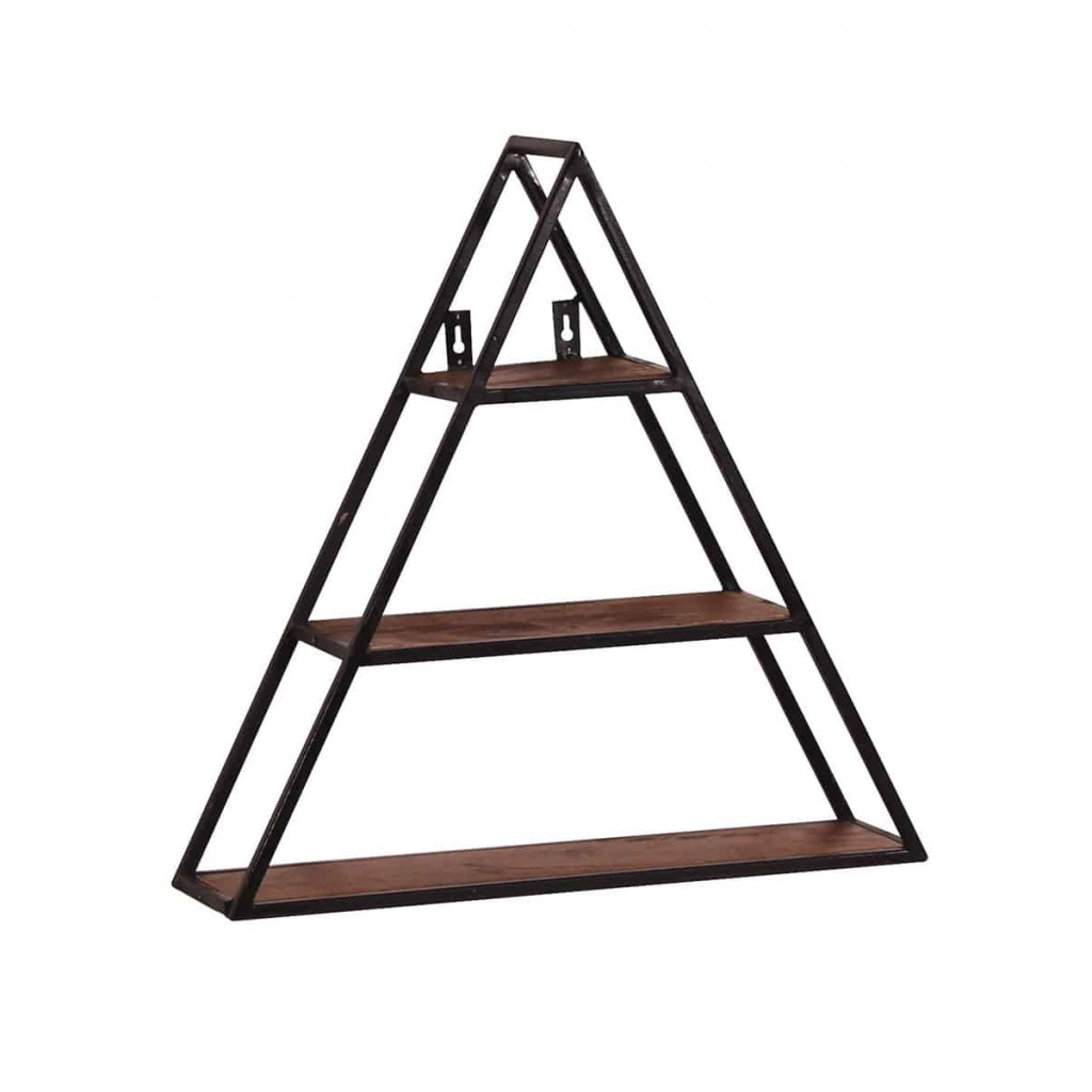 Wandregal Madras Modern Massivholz Metall Mango Braun