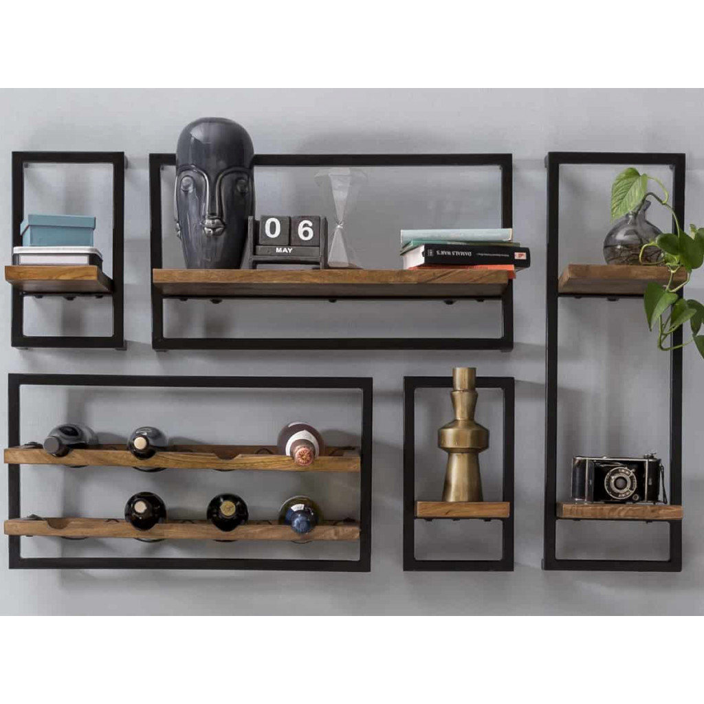 Wandregal Madras Modern Sheesham Braun