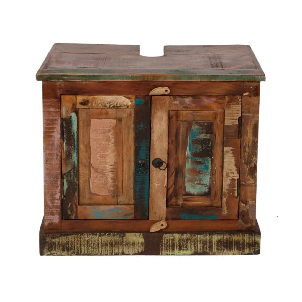 Waschbeckenunterschrank Seaside Shabby Chic Recycletes Holz Braun