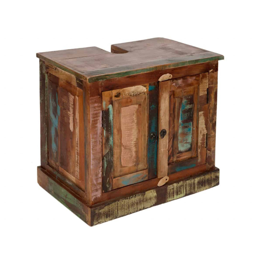 Waschbeckenunterschrank Seaside Shabby Chic Recycletes Holz Braun