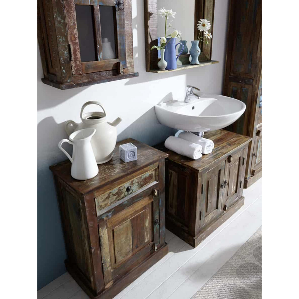 Waschbeckenunterschrank Seaside Shabby Chic Recycletes Holz Braun