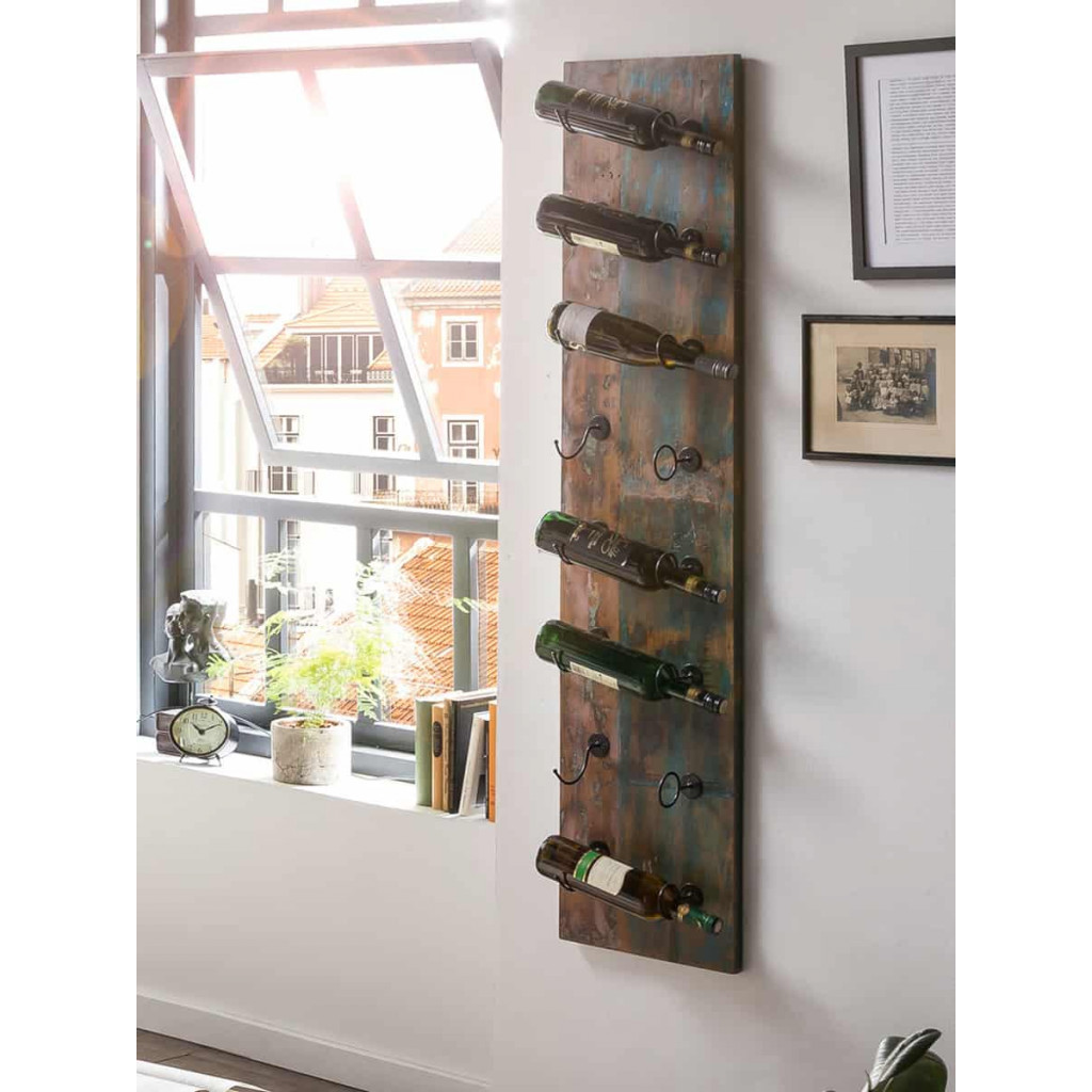 Weinregal  Shabby Chic Massivholz Metall Recycletes Holz Braun