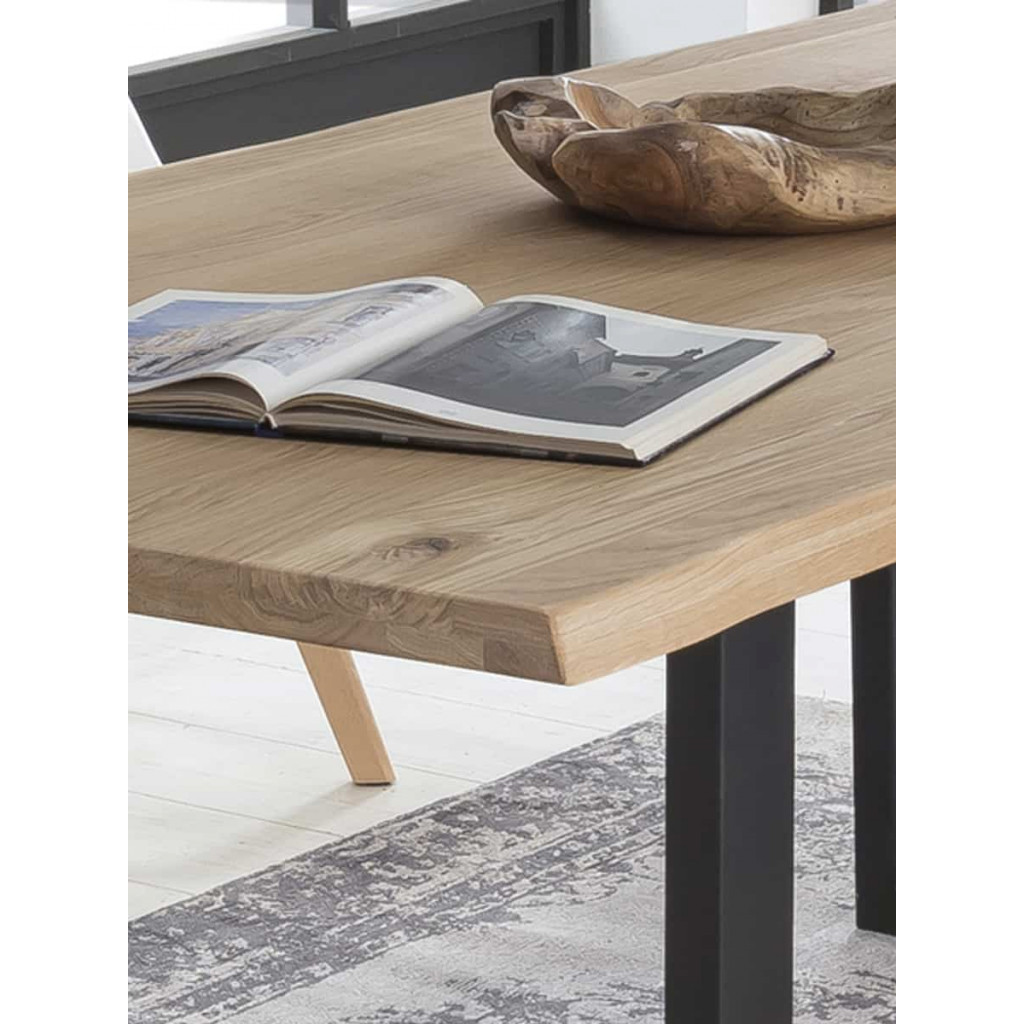 Esstisch  Modern Massivholz Metall Eiche Hellbraun