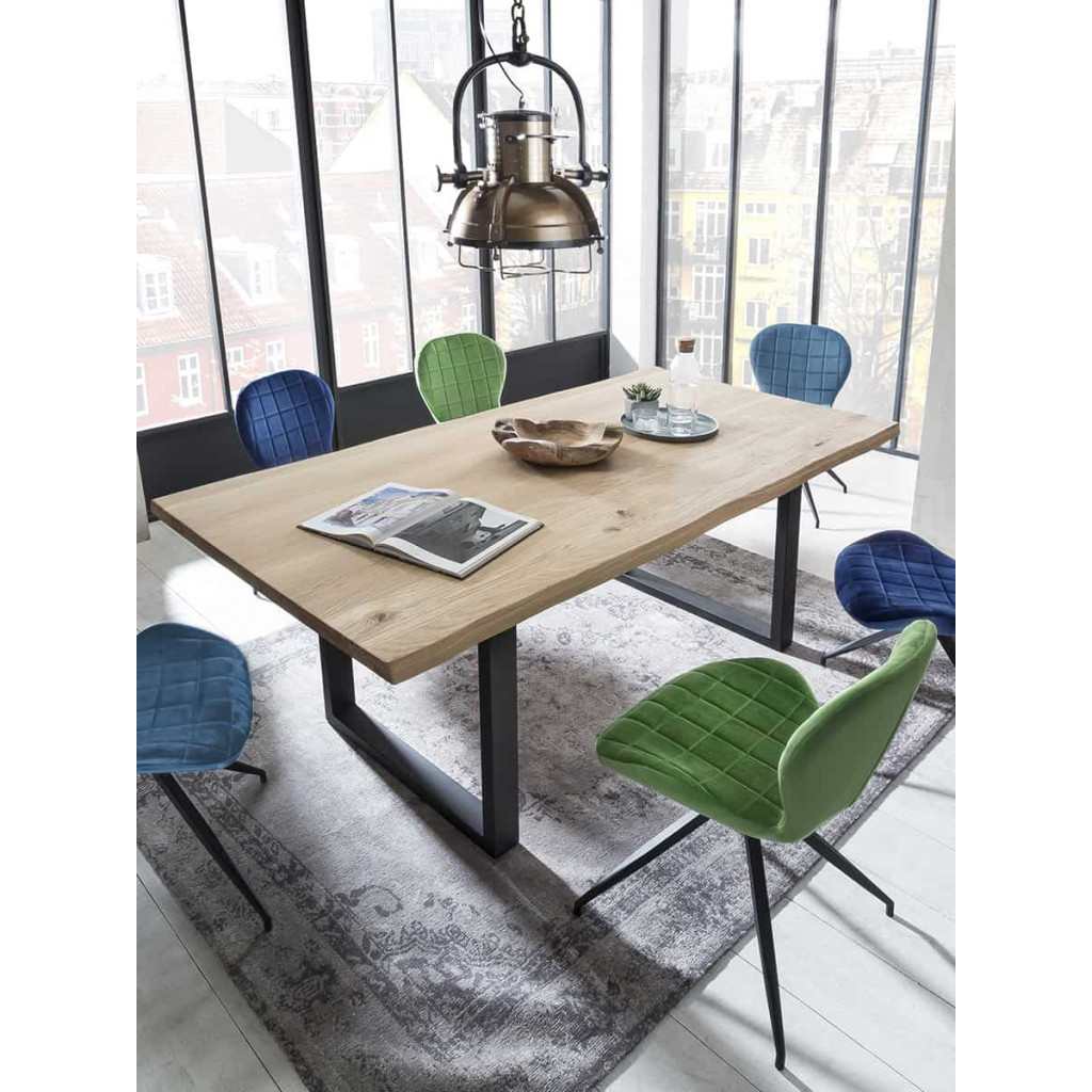 Esstisch  Modern Massivholz Metall Eiche Hellbraun