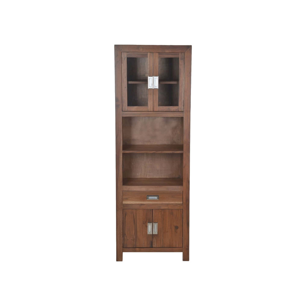 Hochschrank Bhatang Modern Massivholz Teak Braun