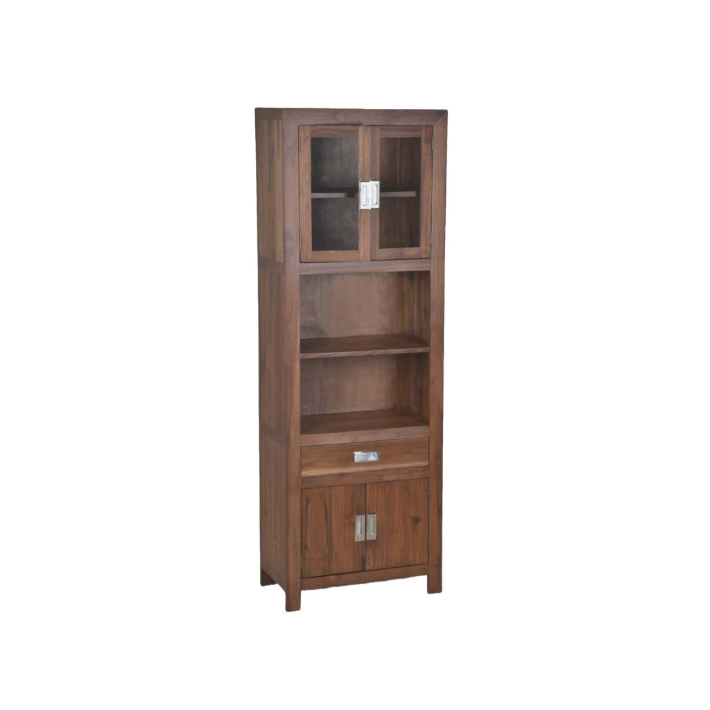 Hochschrank Bhatang Modern Massivholz Teak Braun