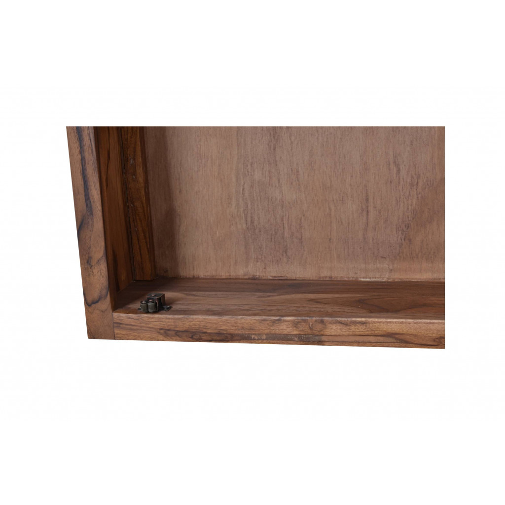 Spiegelschrank Bhatang Modern Glas Massivholz Teak Braun