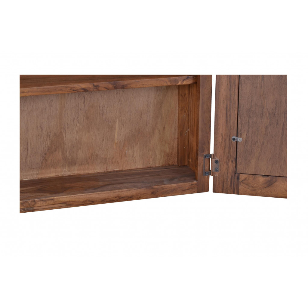 Spiegelschrank Bhatang Modern Glas Massivholz Teak Braun