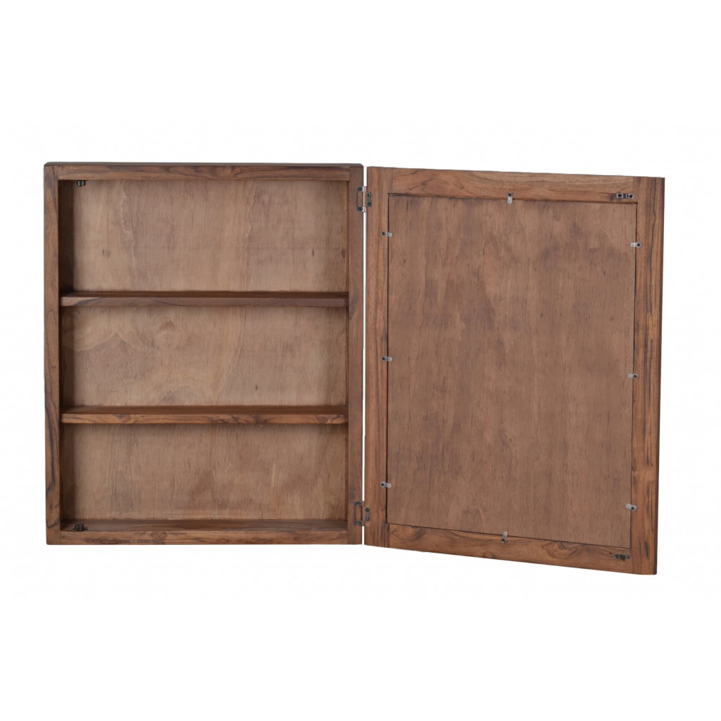 Spiegelschrank Bhatang Modern Glas Massivholz Teak Braun