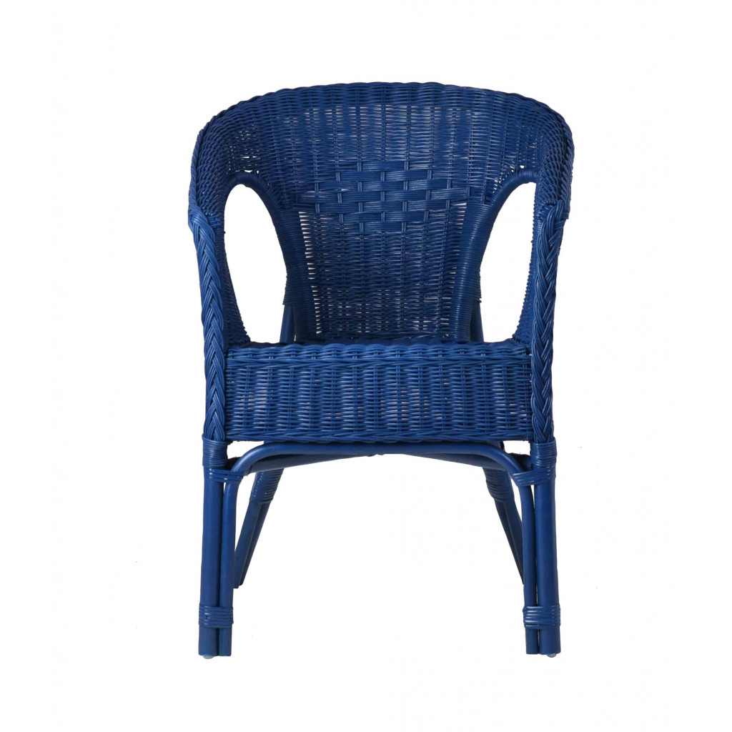 Armlehnstuhl Rattan Landhaus Blau