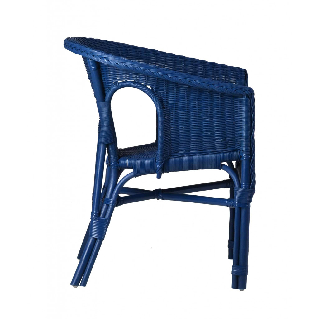 Armlehnstuhl Rattan Landhaus Blau