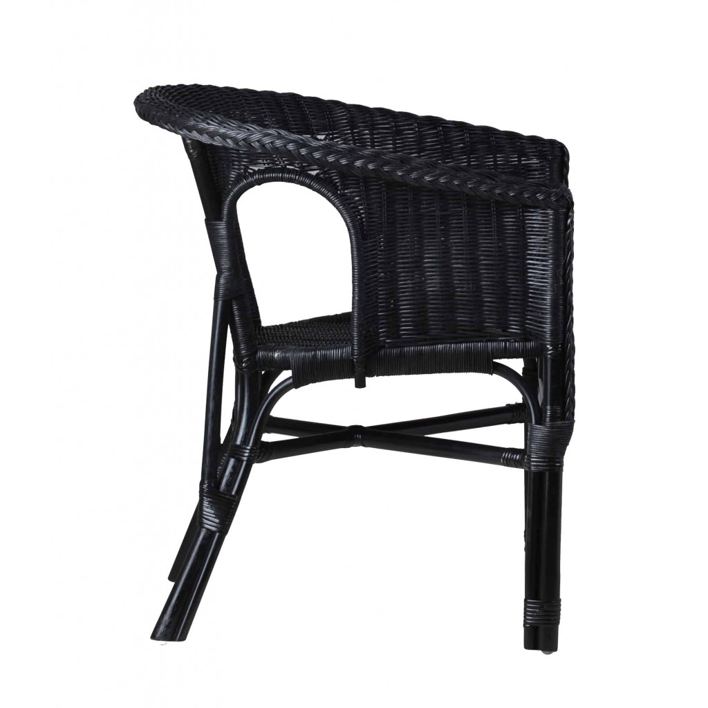Armlehnstuhl Rattan Landhaus Schwarz