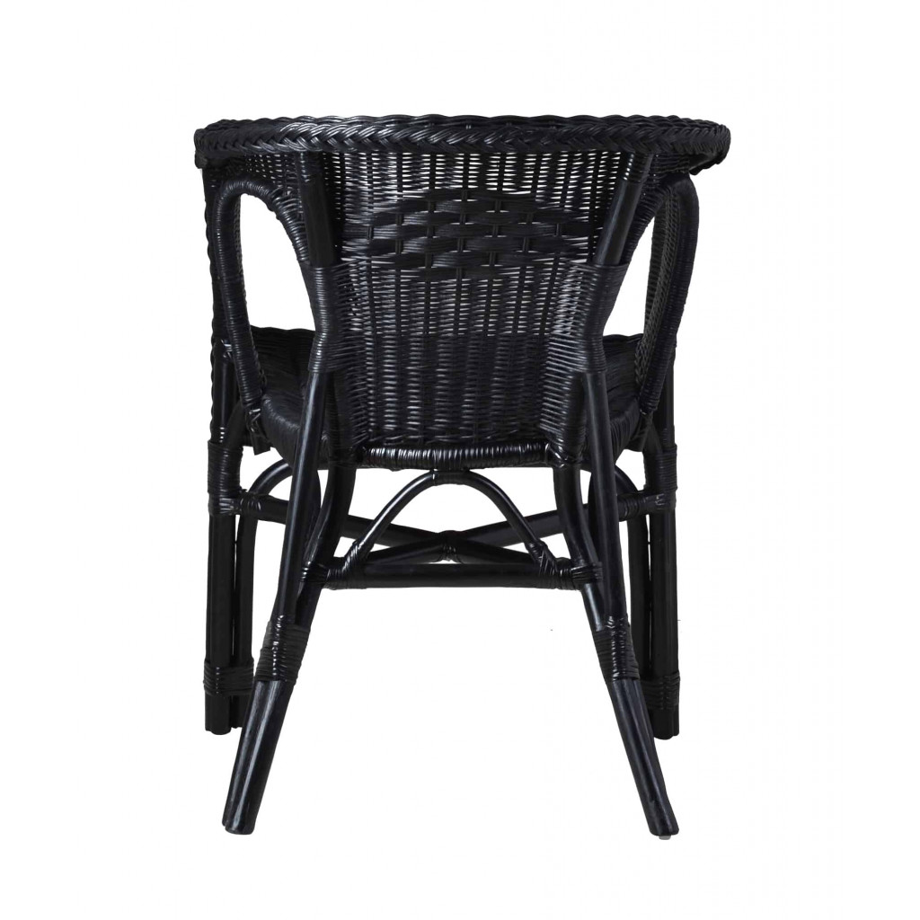 Armlehnstuhl Rattan Landhaus Schwarz