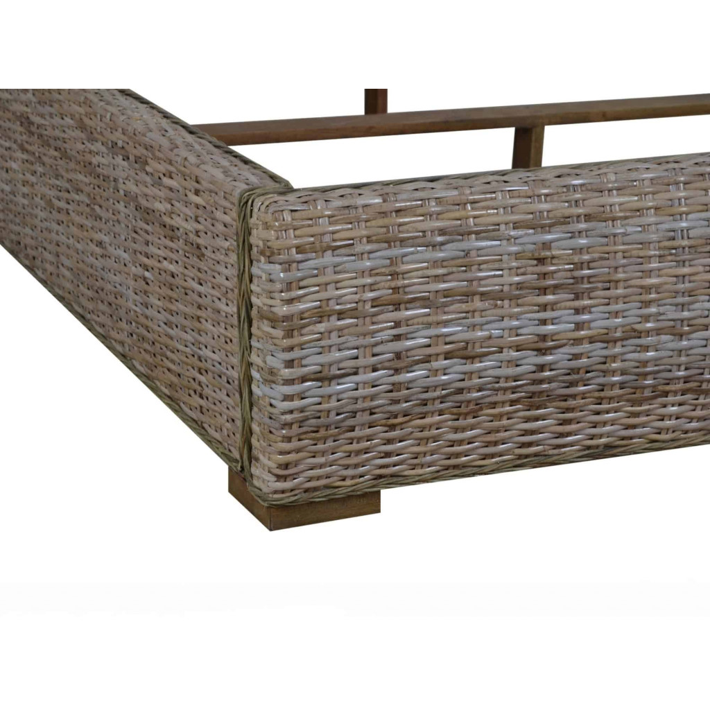 Bett  Modern Massivholz Rattan Mahagoni Kubu-grau