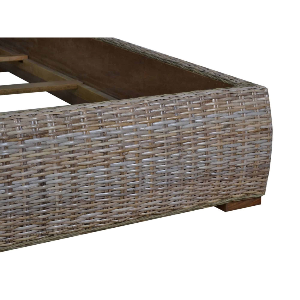 Bett  Modern Massivholz Rattan Mahagoni Kubu-grau
