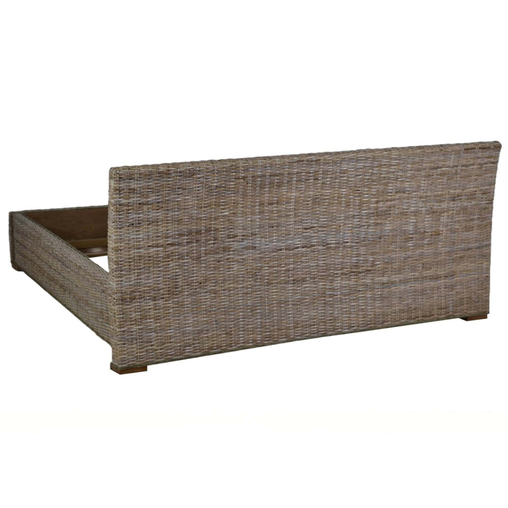 Bett  Modern Massivholz Rattan Mahagoni Kubu-grau