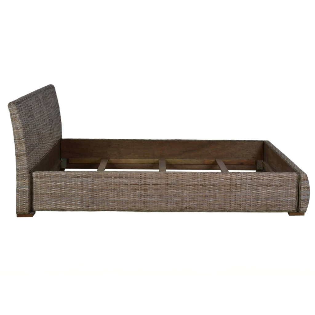 Bett  Modern Massivholz Rattan Mahagoni Kubu-grau