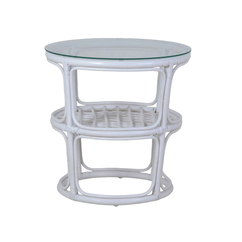 Couchtisch Rattan Landhaus Weiß