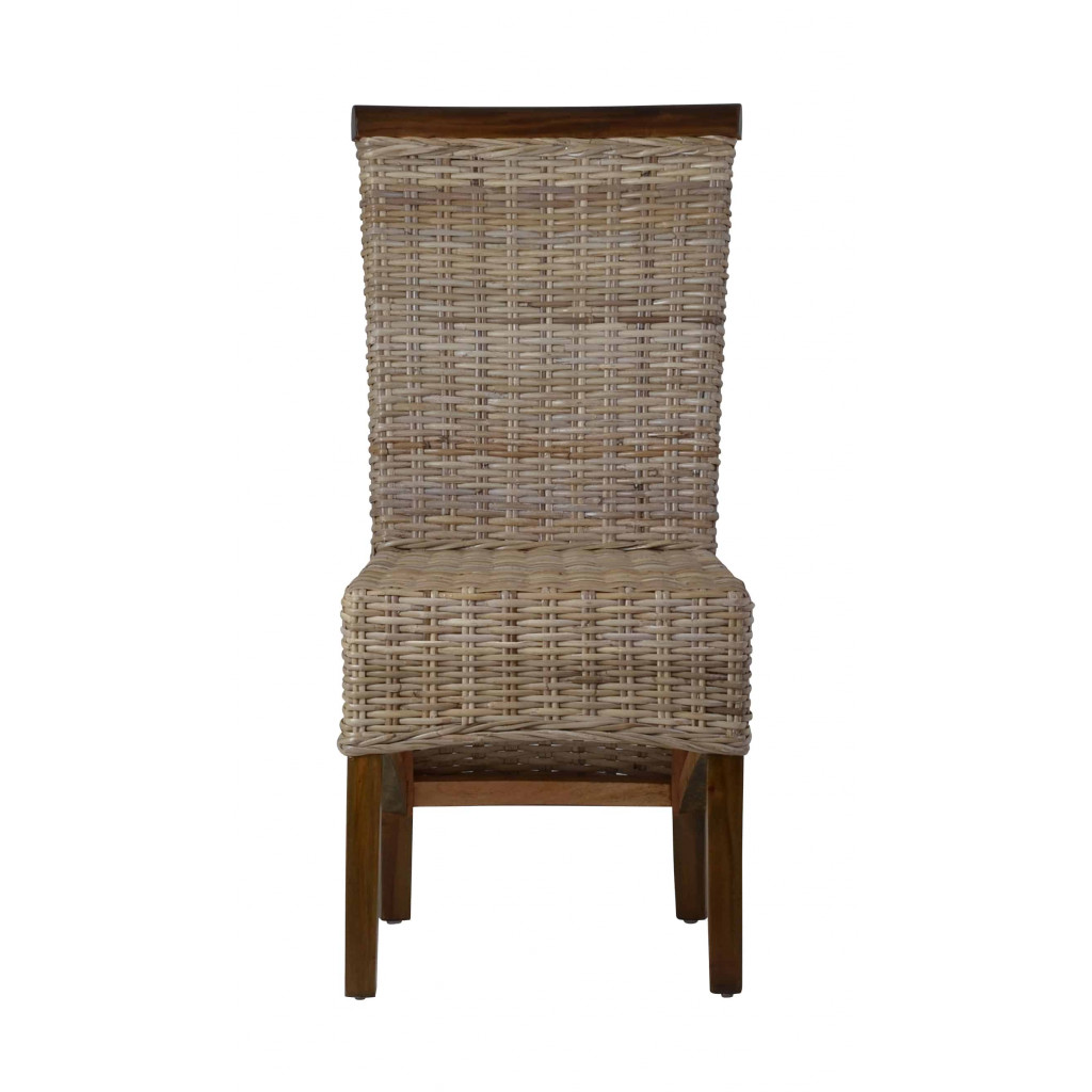 Esszimmerstuhl Rattan Landhaus Mahagoni Grau