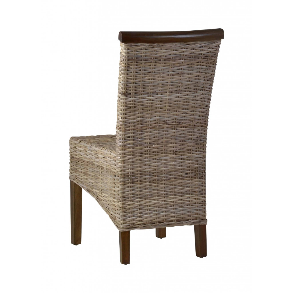 Esszimmerstuhl Rattan Landhaus Mahagoni Grau