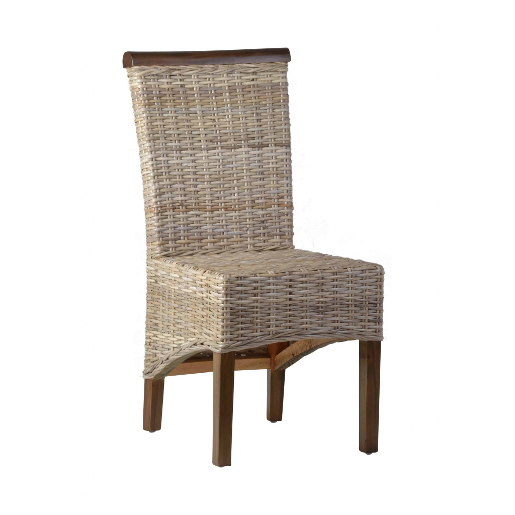 Esszimmerstuhl Rattan Landhaus Mahagoni Grau