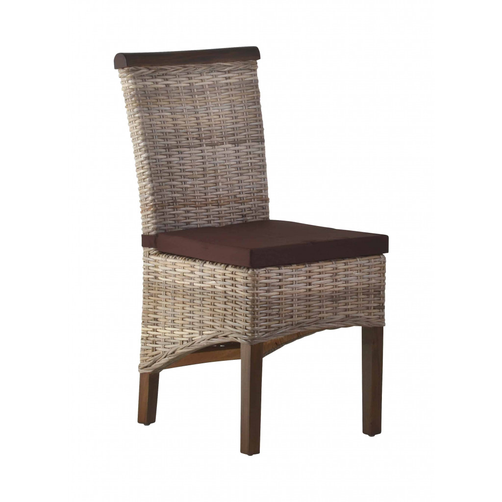 Esszimmerstuhl Rattan Landhaus Mahagoni Grau