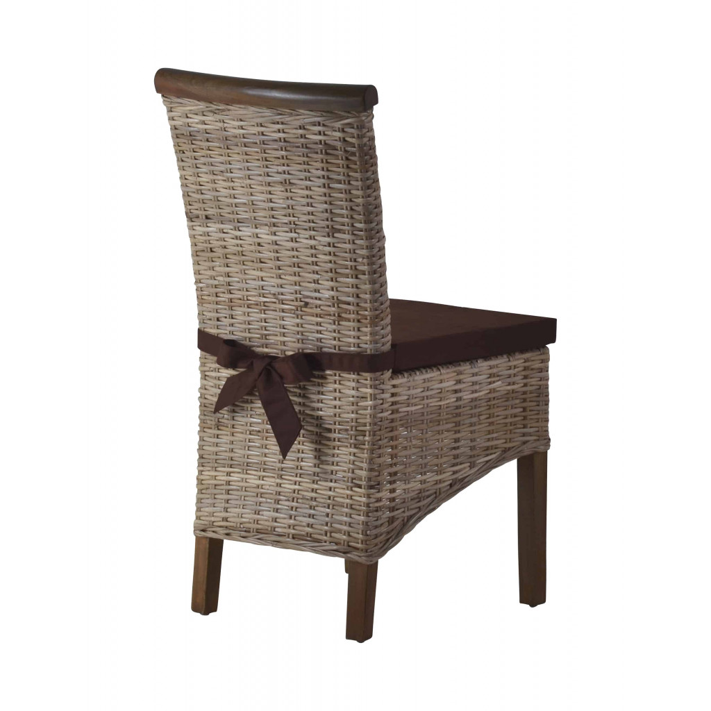 Esszimmerstuhl Rattan Landhaus Mahagoni Grau