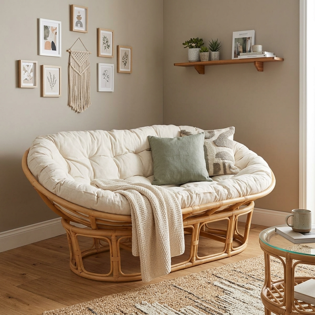 Sofa Rattan Modern 100% Baumwolle Rattan Honig