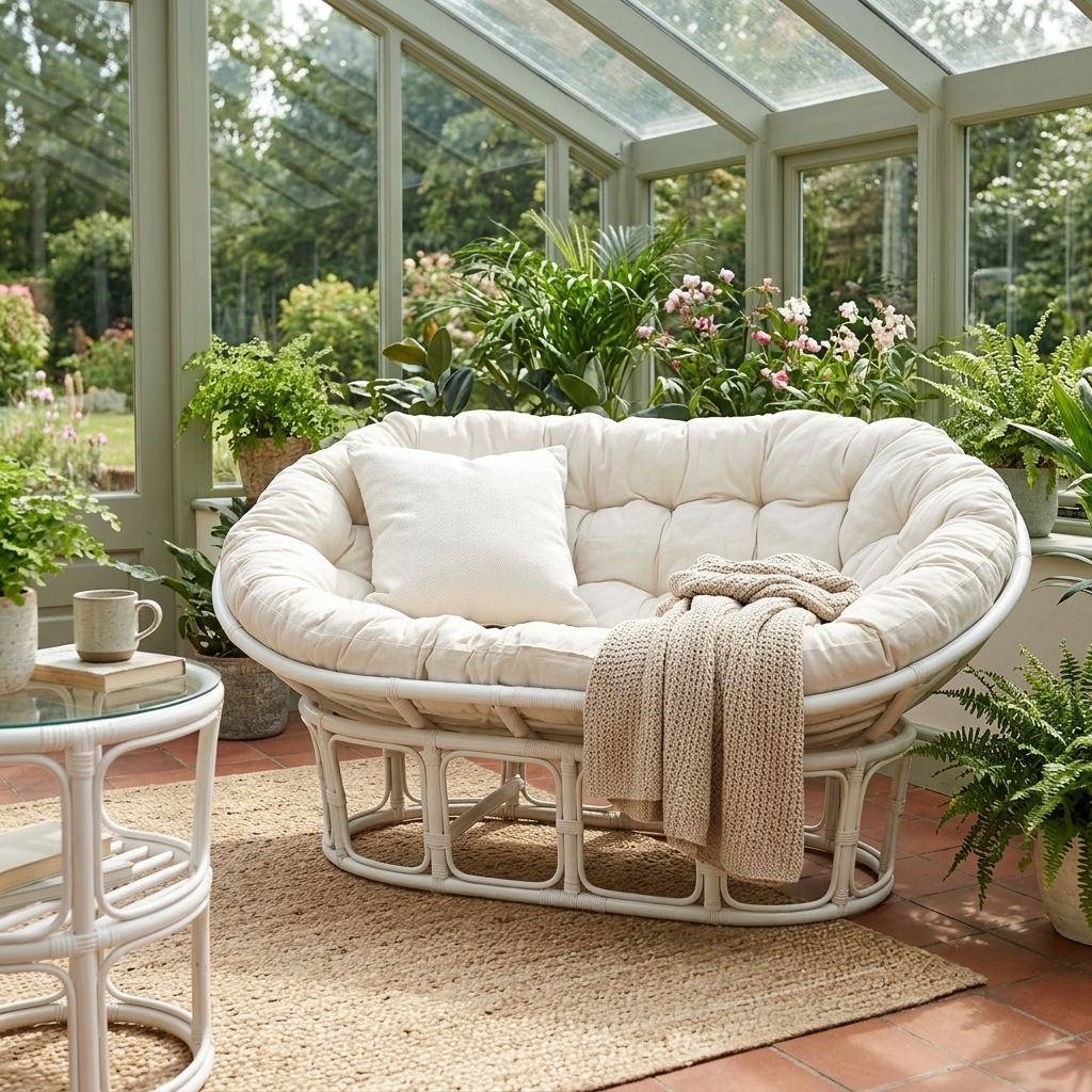 Sofa Rattan Modern 100% Baumwolle Rattan Weiß