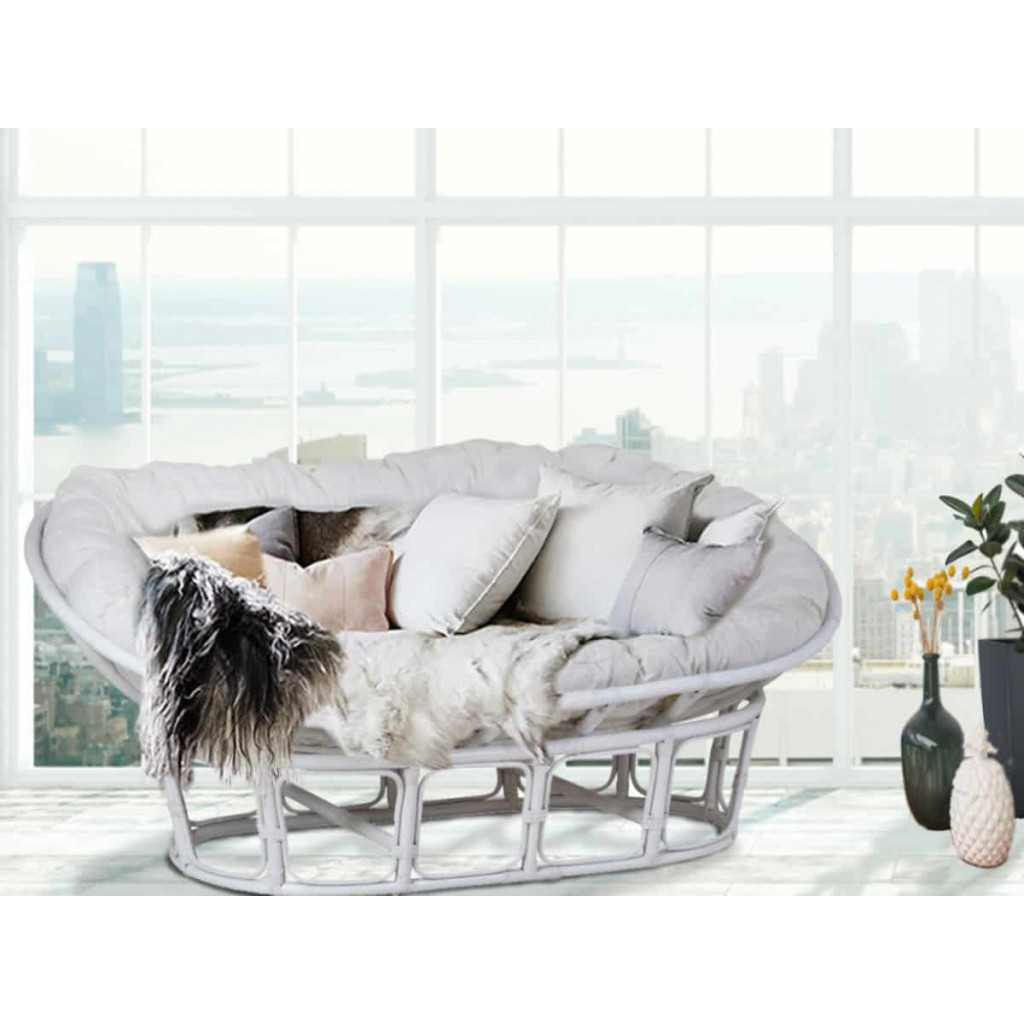 Sofa Rattan Modern Weiß