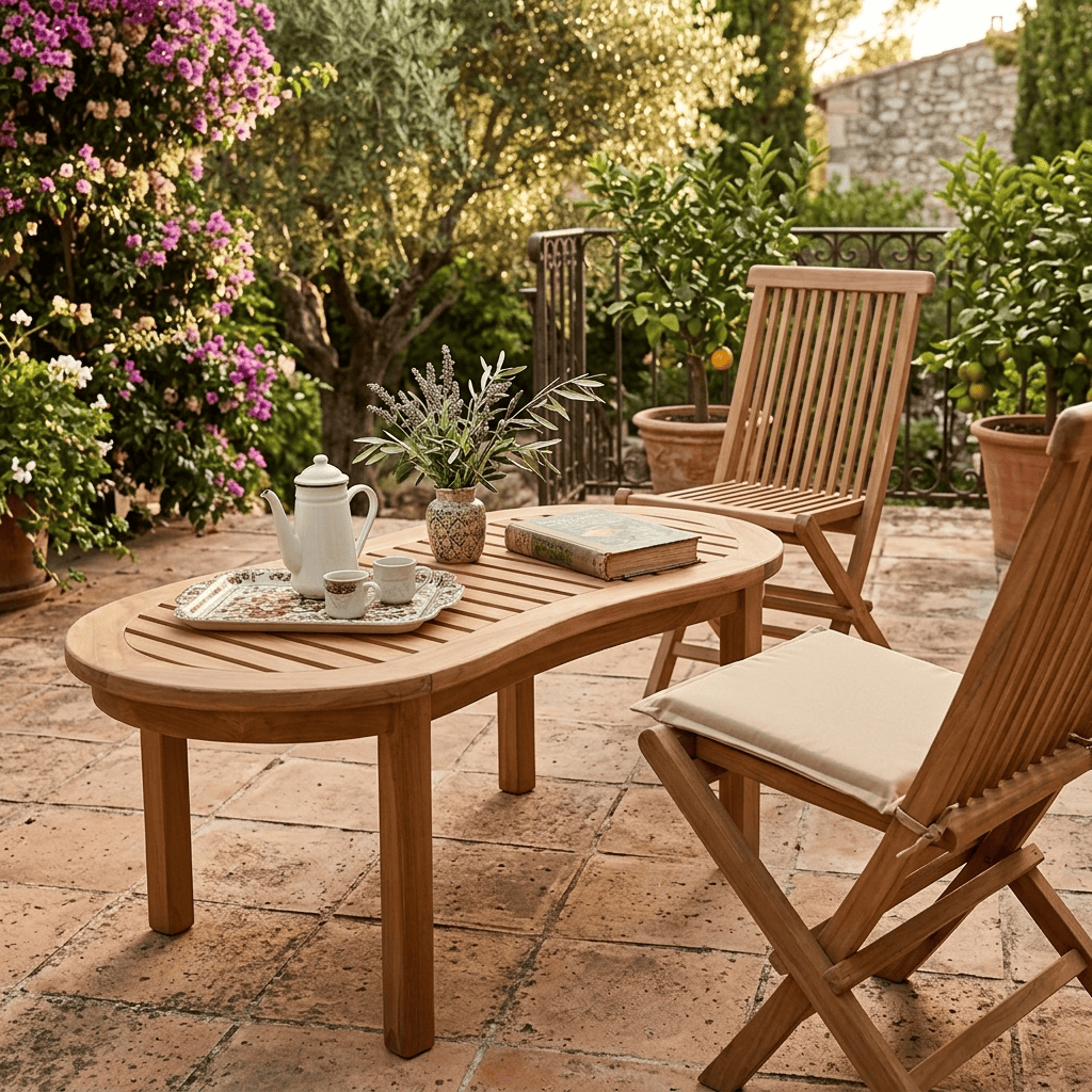 Couchtisch  Gartenmöbel Outdoor Modern Massivholz Teak Honig