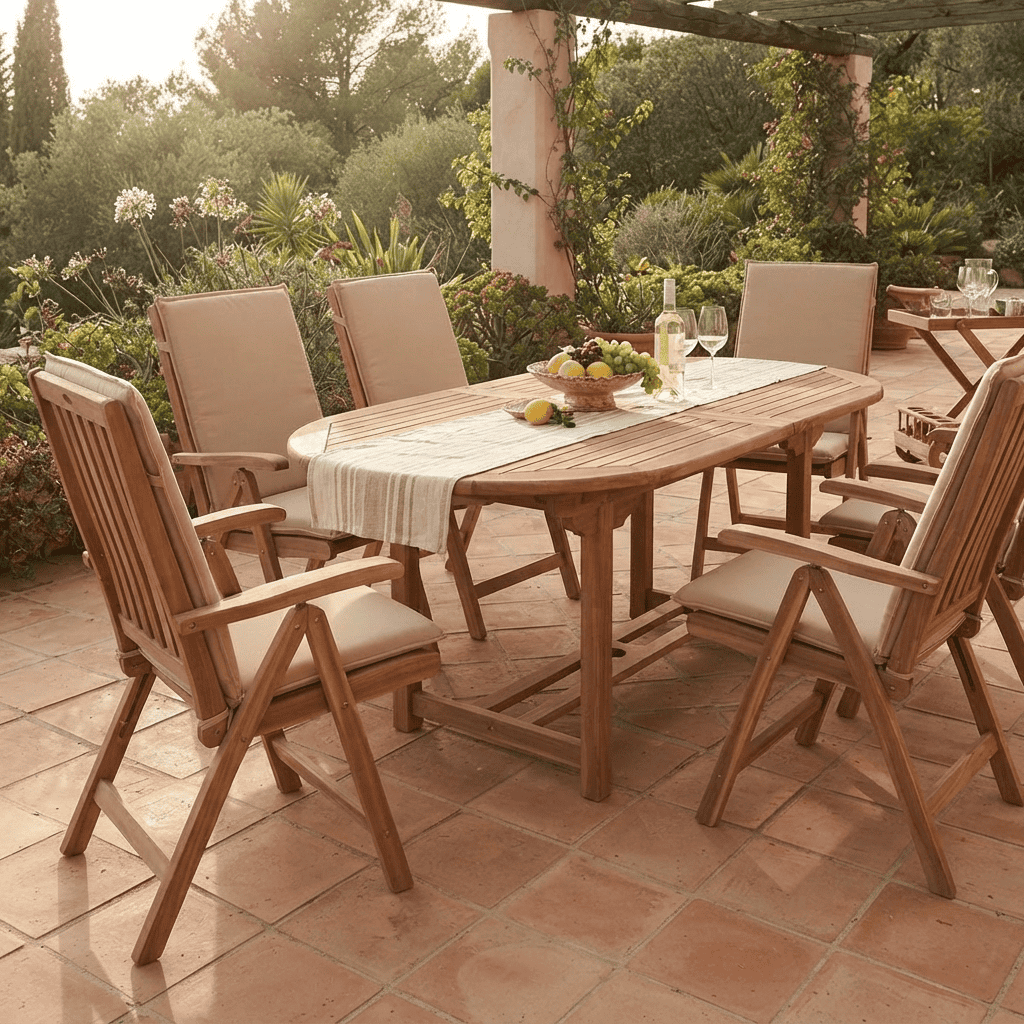 Gartentisch  Gartenmöbel Outdoor Modern Massivholz Teak Honig