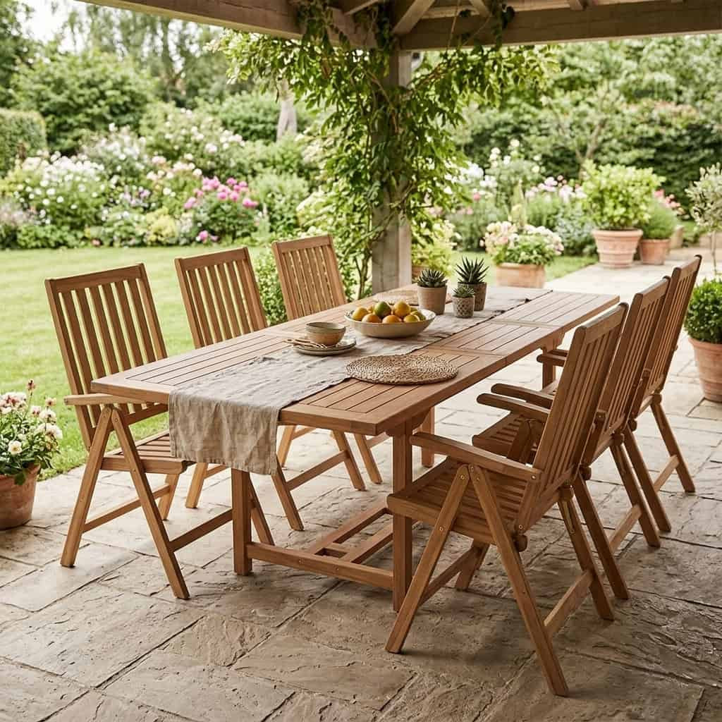 Gartentisch  Gartenmöbel Outdoor Modern Massivholz Teak Honig