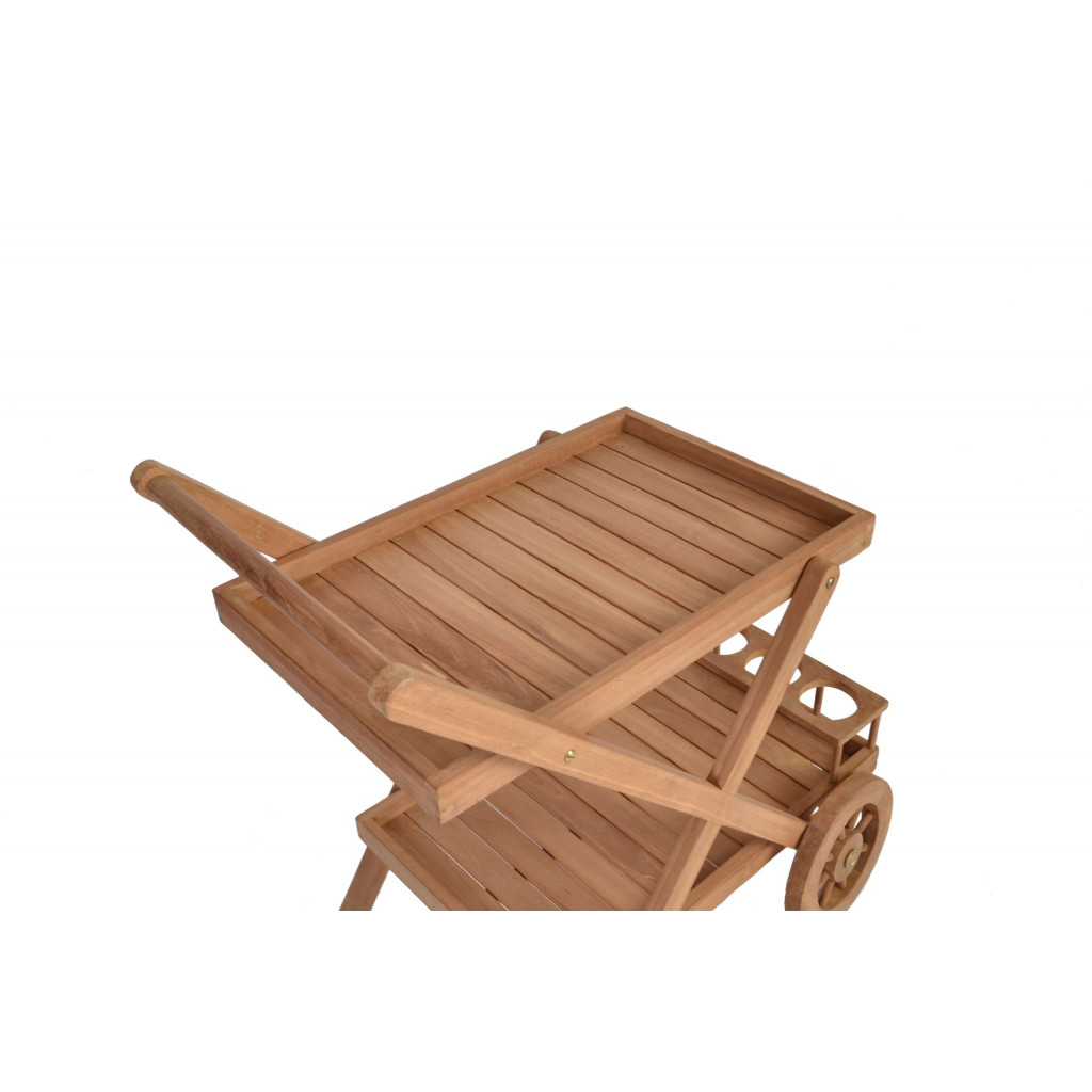 Servierwagen  Gartenmöbel Outdoor Modern Teak Honig 3