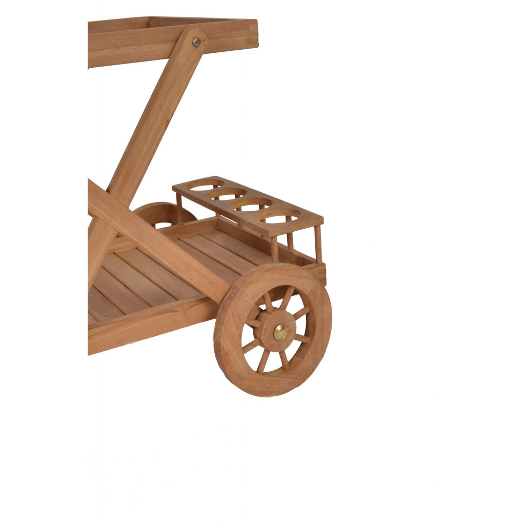 Servierwagen  Gartenmöbel Outdoor Modern Teak Honig 4