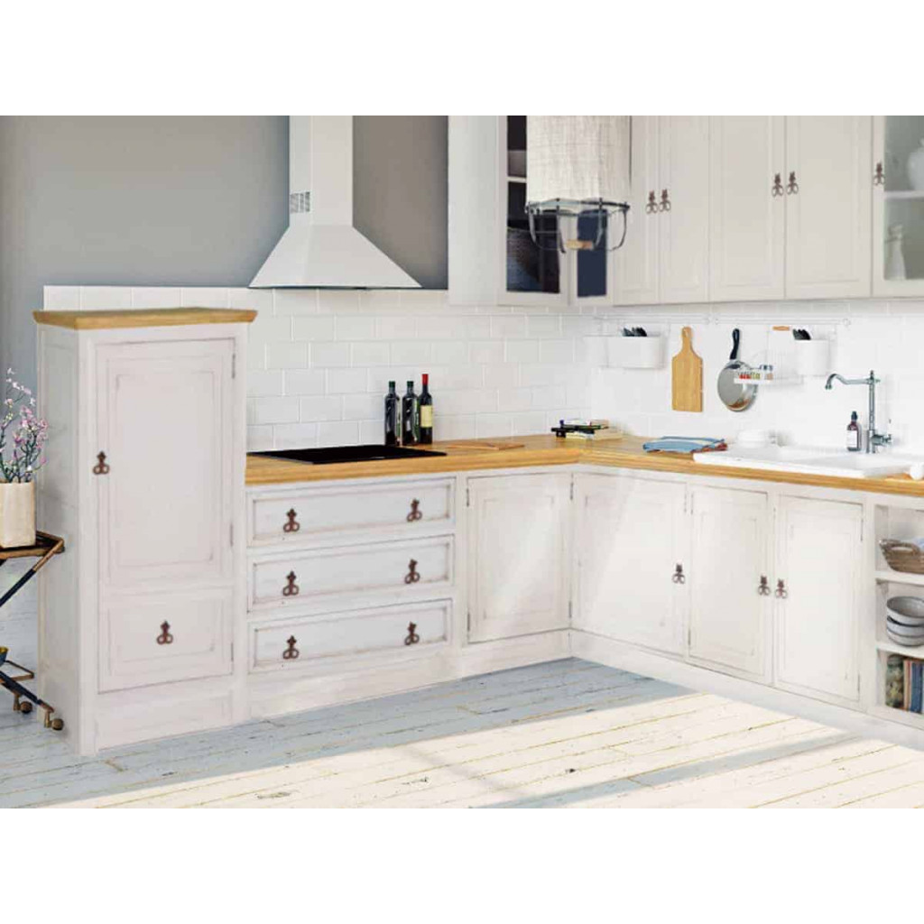Küchenmodul Mexico Möbel Landhaus Massivholz Pinie Weiß