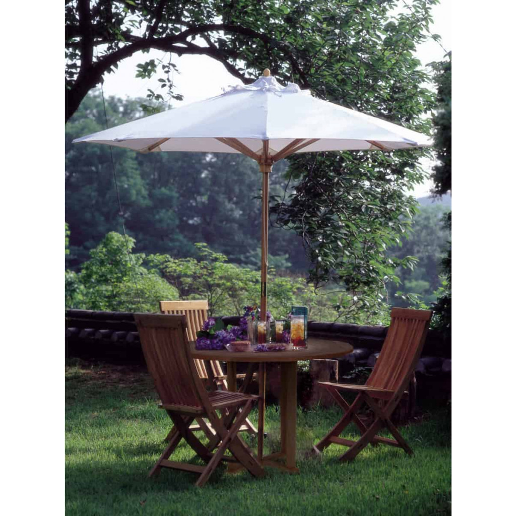 Schirm  Gartenmöbel Outdoor Modern Teak Weiß