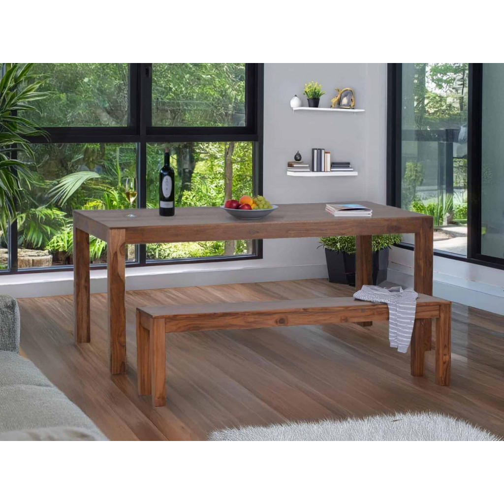 Esstisch Lendra Modern Massivholz Teak Hellbraun