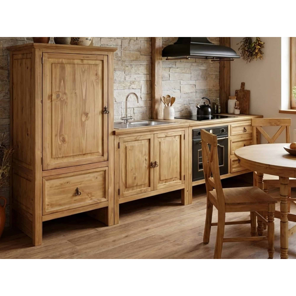 Hochschrank Mexico Möbel Landhaus Massivholz Pinie Honig
