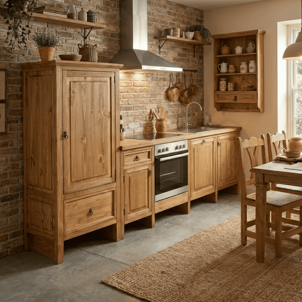 Hochschrank Mexico Möbel Landhaus Massivholz Pinie Honig