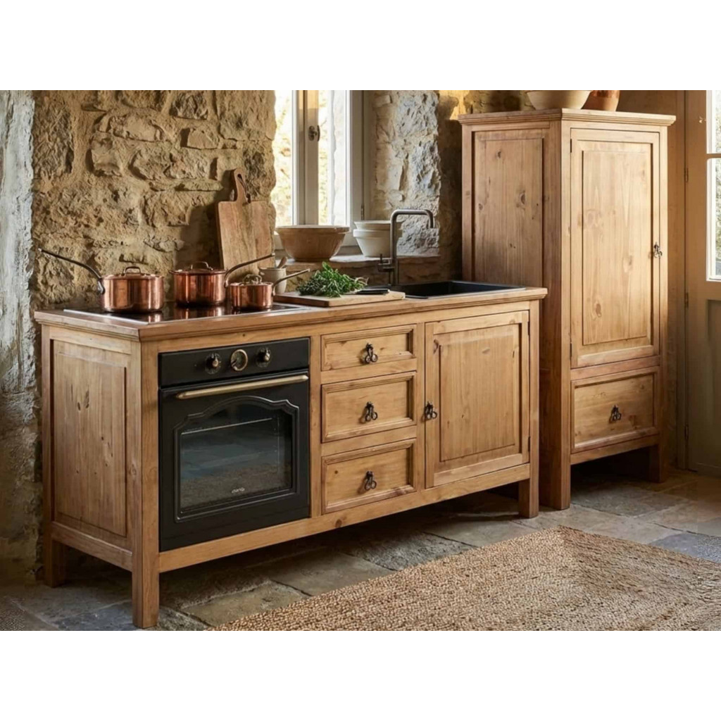 Küchenmodul Mexico Möbel Landhaus Massivholz Pinie Honig