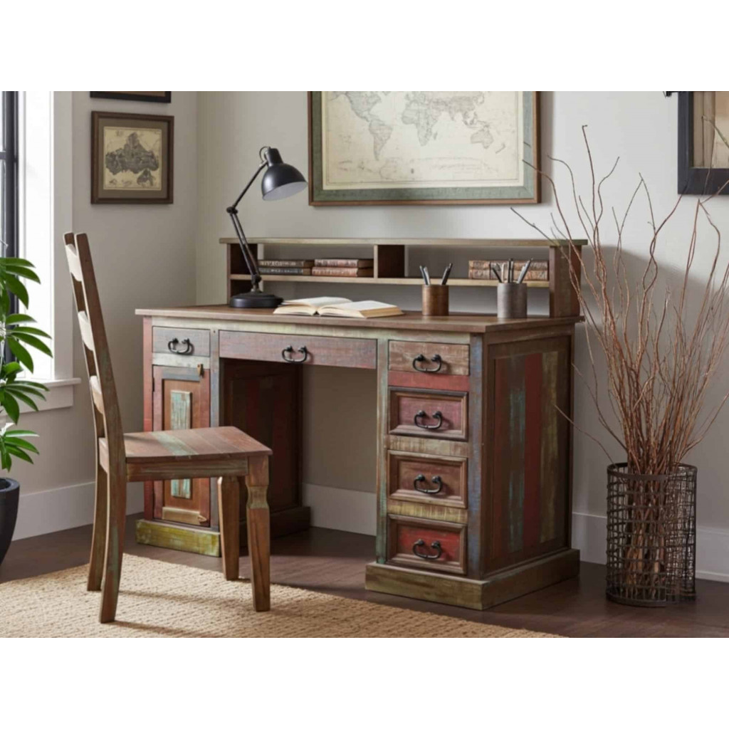 Schreibtisch Cancun Shabby Chic Massivholz Pinie Bunt