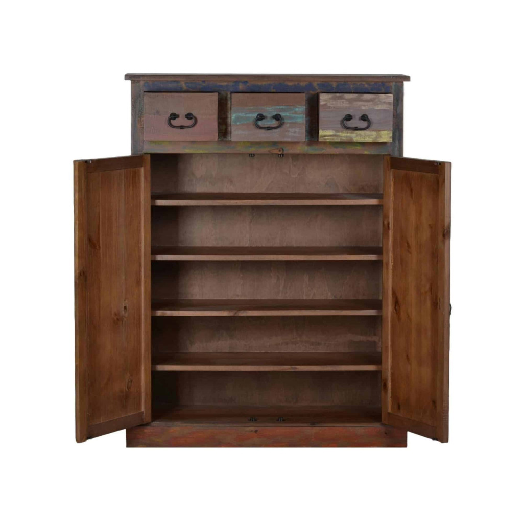Schuhschrank Cancun Shabby Chic Massivholz Pinie Bunt