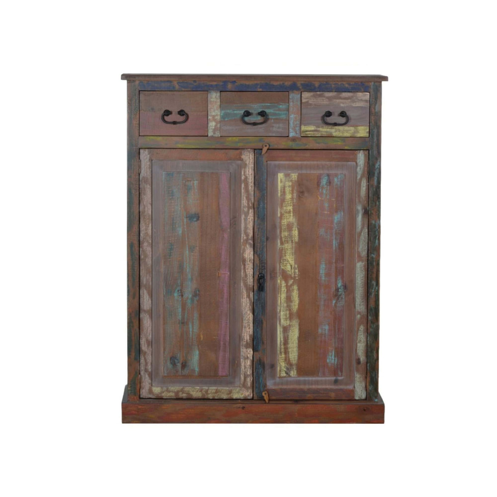 Schuhschrank Cancun Shabby Chic Massivholz Pinie Bunt